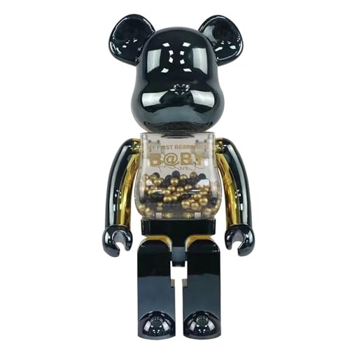 JNVHFGT Ornamento Bloques de Escultura Bearbrick de 28 cm, colección de Juguetes de Oso, Oso violento, 400% Regalos para niños y niñas(Black Gold)