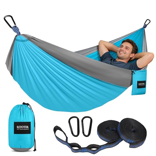 Kootek Camping Hammock 400 lbs Capacity, Portable Hammocks with Tree Straps & Attached Carry Bag, Camping...