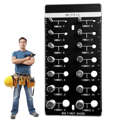 Calibro per Verifica Filettature - Misuratore Dimensioni in Lega di Alluminio,Misura Viti E,Per Lavorazione Metalli, Meccanica, Riparazione E Manutenzione Veicoli, Falegnameria, Tubi