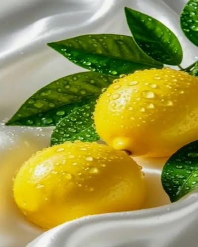 Diamant painting feuilles vertes et citron pour rafraîchir la décoration de votre cuisine