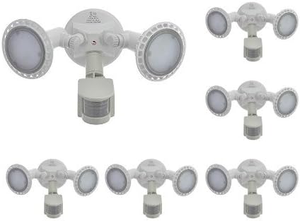 LED Outdoor Security Floodlight with Motion Sensor, Motion Activated Protection, Super Bright, White, (Package of 6), 3781WHx6