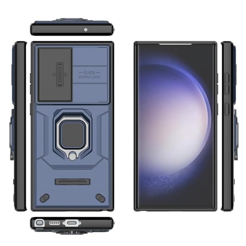 Image of CamShield Pro Case with Slide Camera Protection and 360 Protection Ring Stand Bumper Back Case Cover for Samsung Galaxy S23 Ultra 5G (Blue)