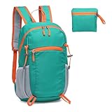 SUIKIHUM Foldable Backpack for Men Women Lightweight, Hiking Daypack Packable Water-Resistant, Travel Day Backpack w/Breathable Straps Camping, Lake Blue