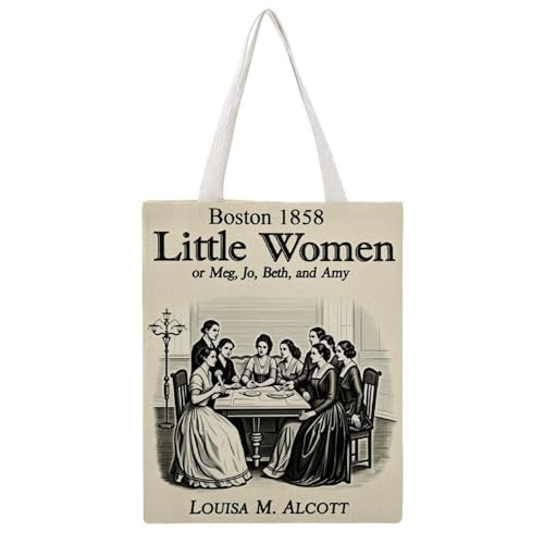 Image of JDYANSHENG Boston 1858 Little Women Or Meg Jo Beth And Amy Louisa M Alcott Canvas Tote Bag, Perfect for Outdoor Picnic, Party, Shopping, Travel-Ideal,Sturdy Handles,Inspired Gift 38x46cm