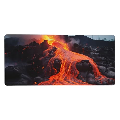 Grand tapis de souris de jeu 40x90 cm rouge vif avec bords cousus