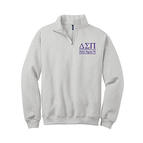 Delta Sigma Pi Business Fraternity Quarter Zip Sweatshirt - DSP Cadet Collar Pullover Sweater - Greek Letters Apparel