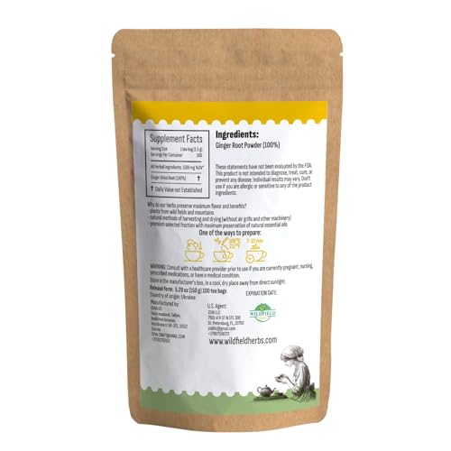 Image of 100 Bags Ginger Tea Ginger Root Tea Dry Dried Herb (Zingiber Officinale) - 100 Count 1.5g Bags Raiz De Jengibre