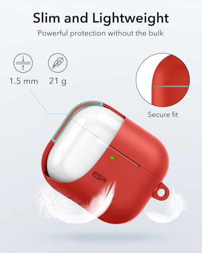 Image of ESR for AirPods 4 Case, Compatible with AirPods 4th Generation Case (2024) (USB-C), Magnetic Lid Lock, Full Drop Protection Cover, Cloud Soft Case, Red