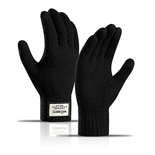 Luvas para Homens Tempo Frio - Luvas de inverno quentes de dedos completos com design de tela sensív