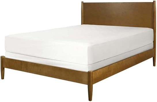 Allora Mid-Century Wood King Panel Platform Bed, Acorn Brown Finish, 45.75" H x 75.75" W x 85.25" D, Hardwood Frame and Headboard, Sturdy Construction, Modern Bedroom Furniture