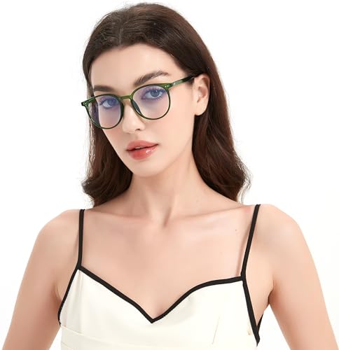 Image of Blue Light Blocking Glasses for Women and Men, Round Frame Computer Gaming Anti Eyestrain & UV Glare RF6213 (Black)