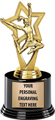 Crown Awards Cheerleading Trophies with Custom Engraving, 7.25" Personalized Gold Cheer Star Trophy On Deluxe Round Base 10 Pack Prime