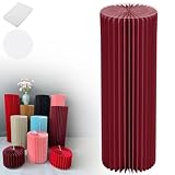 Columna expositora plegable, Pedestal cilíndrico plegable de cartón con placa transparente, multicolor, 20-100 cm(Wine Red,H 100cm)