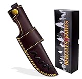 Hercules Knives Custom Leather Sheath Tooled Leather Sheath/Hunting Knife Sheath Universal Knife Sheath, Sheath Fit up to 6.0' Blade 100% Real Laether (Dark Brown)