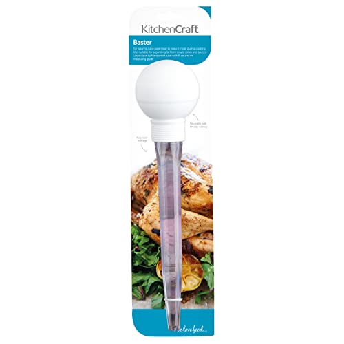 Foto von KitchenCraft Acrylglas Küchen Pipette, Bratenspritze für BBQ, Marinierspritze mit Pippetierball, Große Fleischspritze, Acrylglas, 29 cm