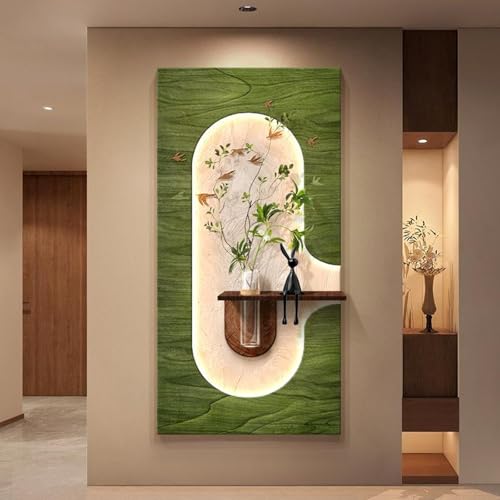 Simulation de plante murale 3D pour salon zen avec éclairage LED doux 40x80cm