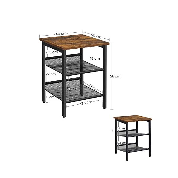 VASAGLE Side Table, Nightstand, End Table with 2 Adjustable Mesh Shelve - Image 8