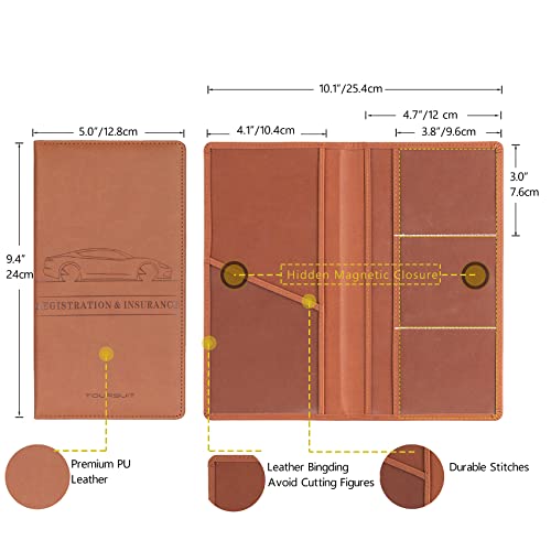 Image of TOURSUIT Car Registration & Insurance Card Holder, Brown