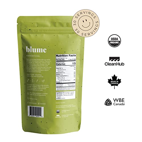 Blume Superfoods Latte Matcha Green Tea Powder - Matcha Powder With Coconut, L-Theanine And Natural Caffeine For All Day Energy & Focus - Organic Matcha From Shizuoka Japan - Matcha Latte 30 Servings #TOP1