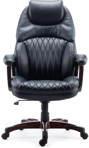 Staples Northman Bonded Leather Manager's Office Chair with Wheels, High Cushioned Back, Padded Seat and Arm Rests, Lumbar Support, Adjustable Seat, Tilt Lock, Black