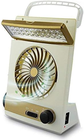 KASQA Portable Fan Solar Mini Fan LED Table Lamp 3 in 1 Multi-Function Eye-Care Flashlight Light for Home Camping Solar Cooling Fans (Gold1)