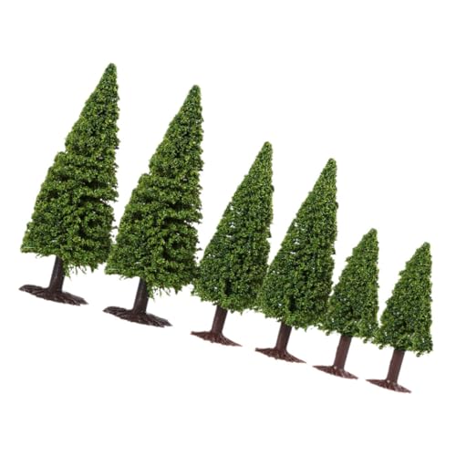 ERINGOGO 6個 ミニチュア模型松樹 建築模型用ミニ樹木 ジオラマ風景用プラスチック製人工樹木 軍緑色 高耐久サンドテーブル装飾用