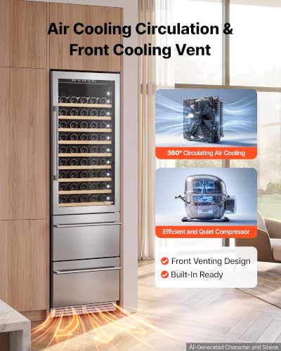 Image of VEVOR 24in Wine Fridge Beer Cooler Refrigerator 108 Bottle 150 Can Capacity