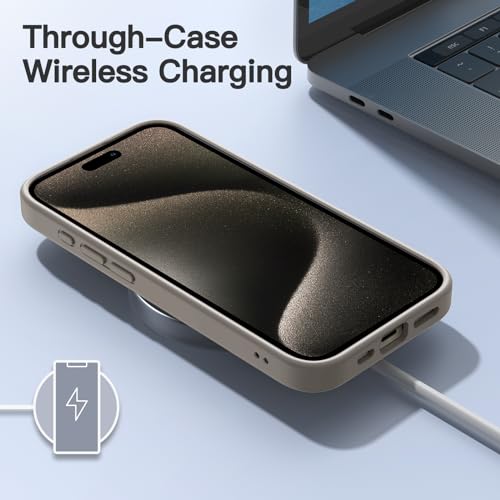Image of JETech Matte Cover Case for iPhone 15 Pro 6.1-Inch, Shockproof Military Grade Drop Protection, Frosted Translucent Back Phone Cover, Anti-Fingerprint (Natural Titanium)