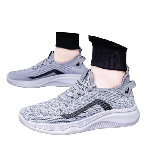 Zapatillas Deportivas Hombre Casual Ligeras Transpirables para Caminar Atletismo Cordones Comodidad Diaria (Grey, 41) #140