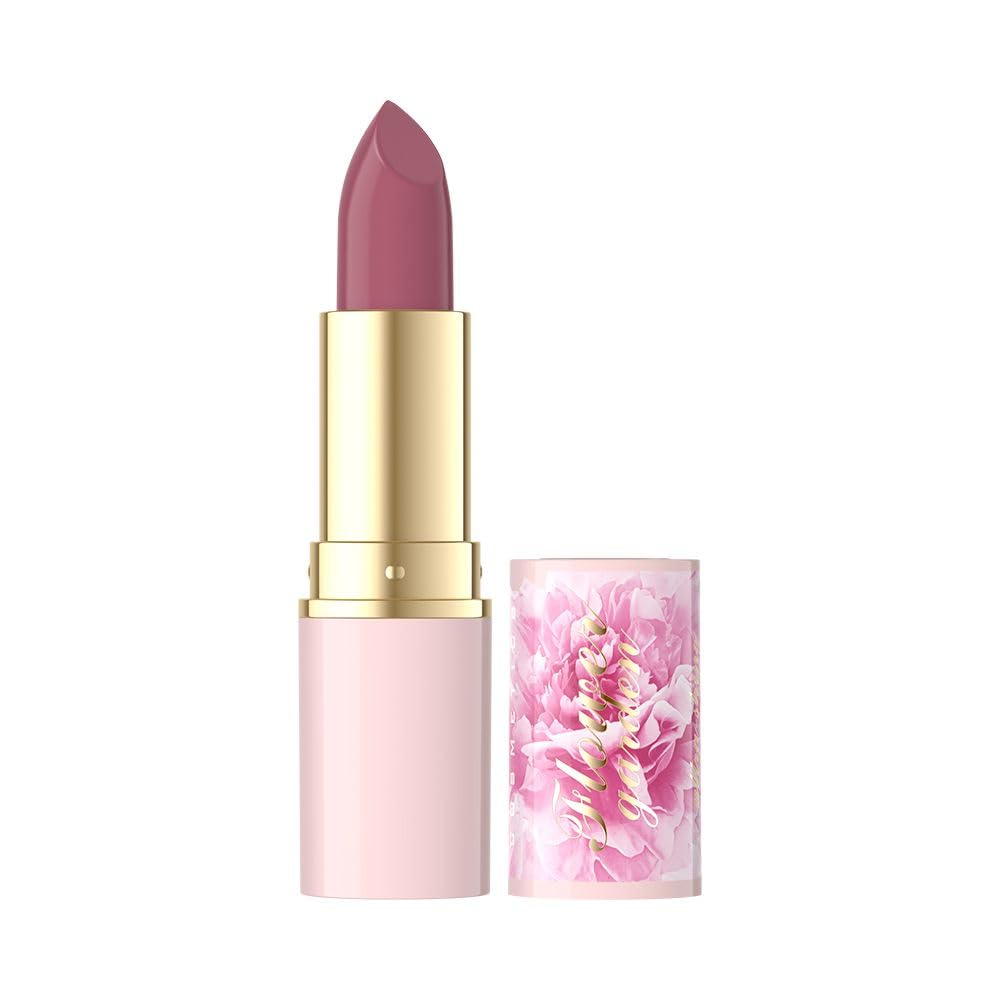 Eveline Cosmetics Flower Garden wegańska pomadka nawilżająca – nr 02, wzbogacona kwasem hialuronowym, kolagenem, ekstraktem z piwonii i witaminą E