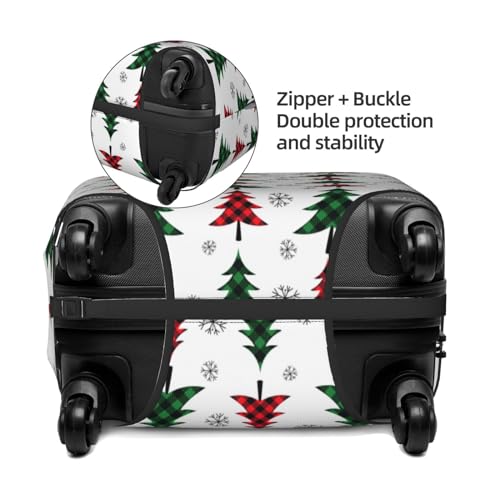Buffalo Plaid Christmas Trees Luggage Cover Protector Anti-Scratch Washable Fits 18-32 Inch Luggage-Medium4