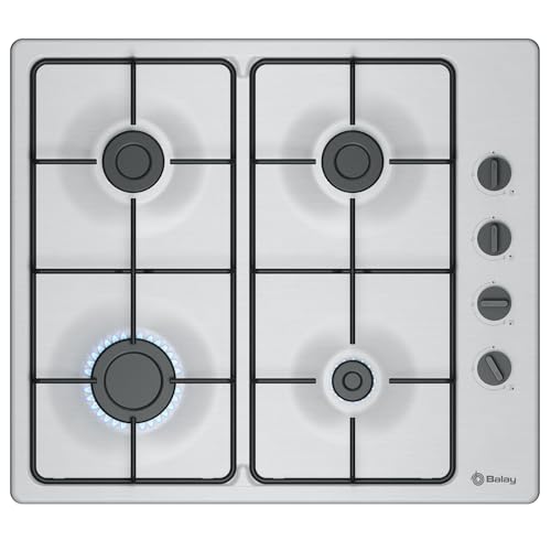 Balay - Placa de gas, 4 quemadoras, Autoencendido, Seguridad GasStop, 3ETX464BB