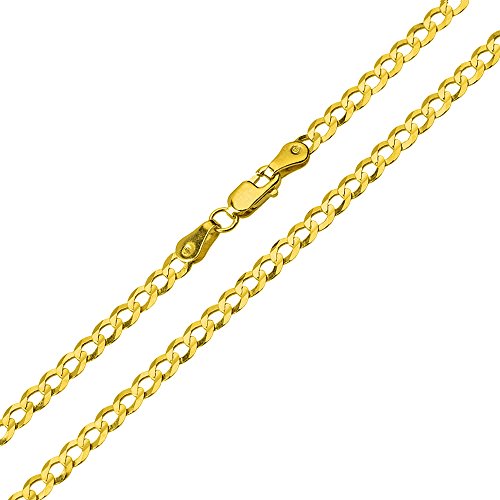 14K Solid Yellow Gold Classic Plain Religious Cross Pendant With Cuban Chain Necklace, 24" #TOP2