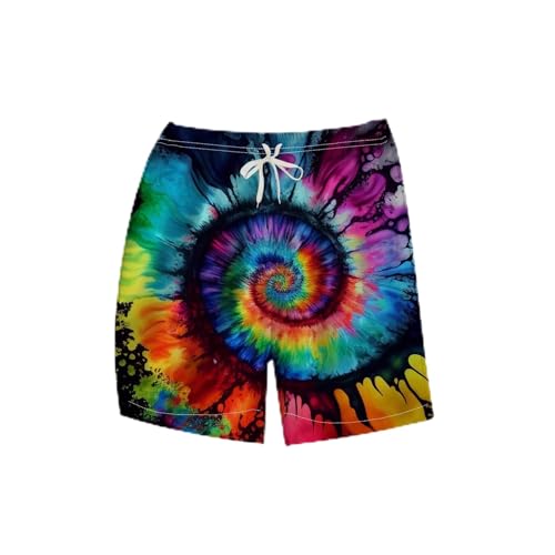 LAOLIUSN Men's Tie-Dye Board Shorts Psychedelic Graphic Beach Shorts