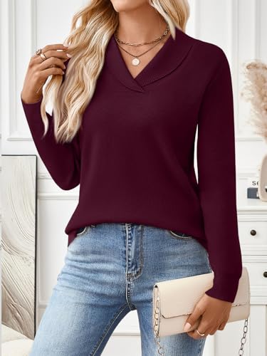 LILLUSORY V Neck Lightweight Sweaters for Women Fall Fashion 2025 Outfits Pullover Tops Trendy Tunic Long Sleeve Tops3