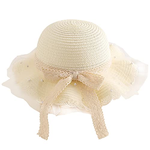Girls Straw Sun Hat Cute Summer Outdoor Beach Wide Brim