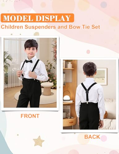 HANERDUN Kids Suspenders Bowtie Sets Adjustable Suspender Set for Boys and Girls4