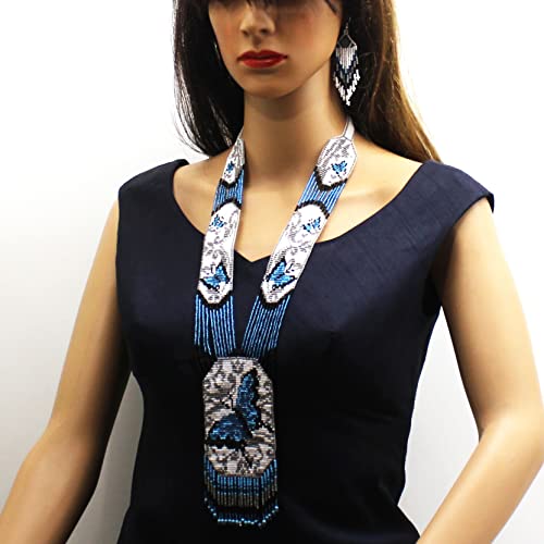 Native Tribal Style Long Statement Beaded Necklace for Women Handmade2