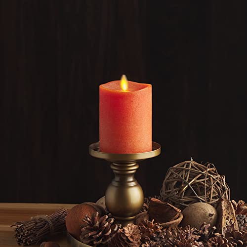 Image of Luminara - Flameless LED Battery Operated Flickering Pillar Candles - Burnt Orange - Pack of 1-3x4.5 - Realistic Moving Flame Real Wax Indoor /Outdoor Decor