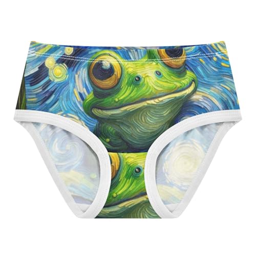 Cute Funny Frog Starry Night Panties Little Girl Toddler Underwear Floral Cotton Fun Undies Kids Briefs 2t