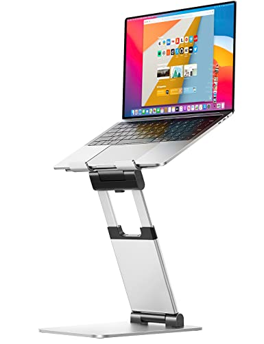 Sit to Stand Laptop Stand, Promote Healthy Posture, Ergonomic Standing Computer Stand, Tall Height Adjustable Laptop Riser, Reduce Neck Pain Compatible with Macbook Air Pro, All Laptops 10-17