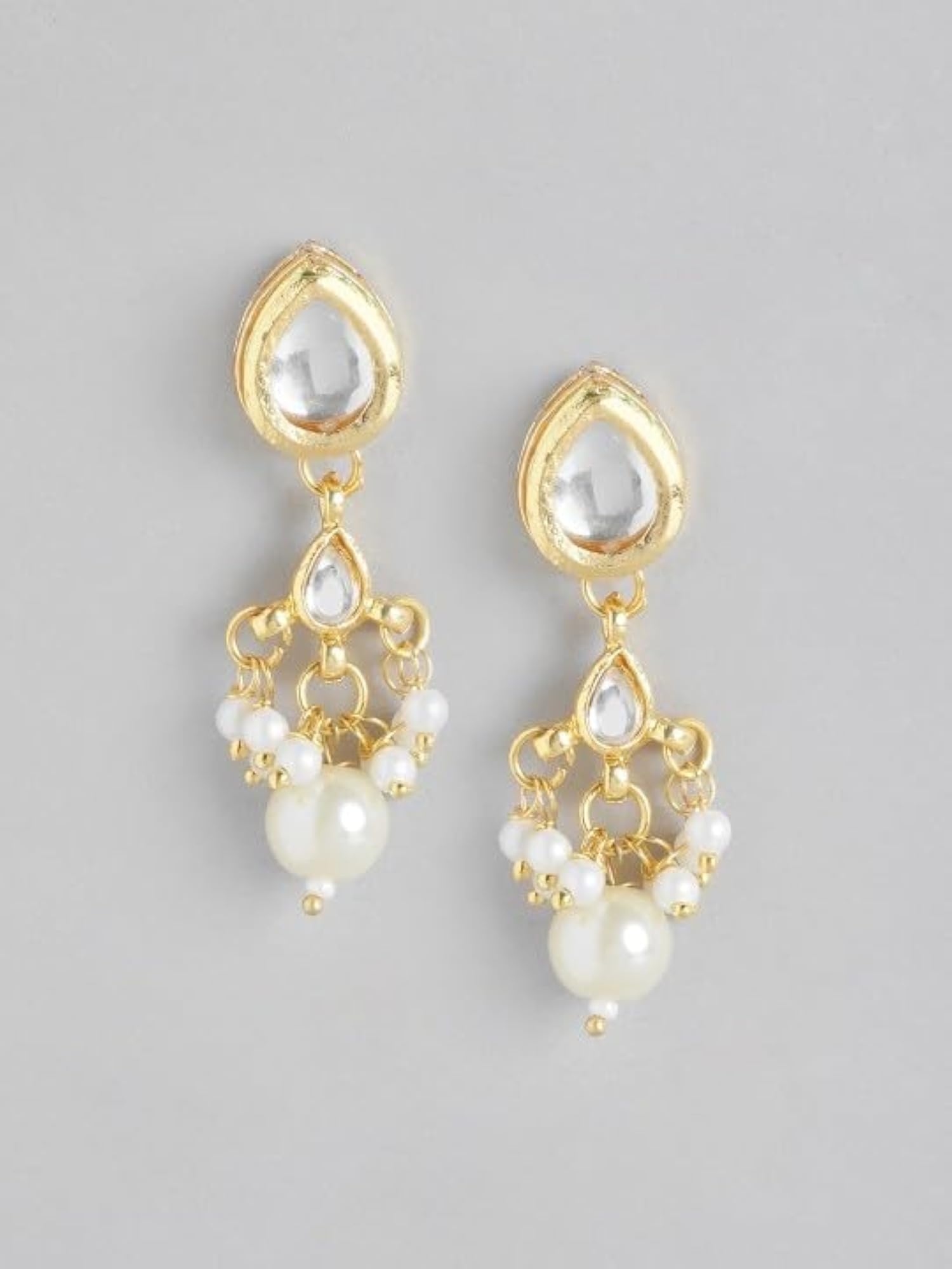 Women's Gold-Plated Pearl Studded Necklace Set, Bridal
