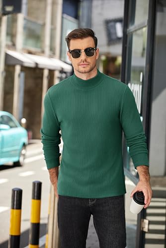 COOFANDY Men's Mock Turtleneck Sweater Long Sleeve Half Neck Pullover Thermal Casual Ribbed High Neck Pullover Sweater4