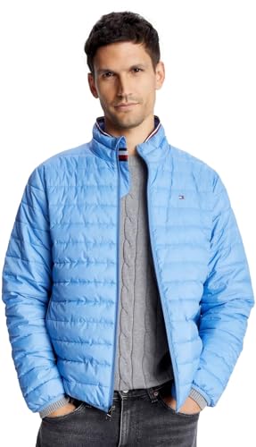 Tommy Hilfiger Men's Lightweight Ultra Loft Packable Puffer Jacket, SkyCloud M