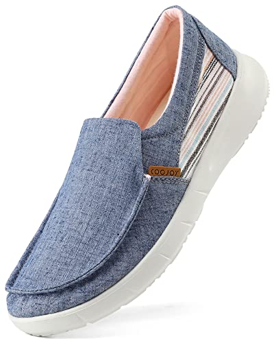 Image of COOJOY Women's Casual Lightweight Stretch Boat Canvas Slip on Shoes Breathable