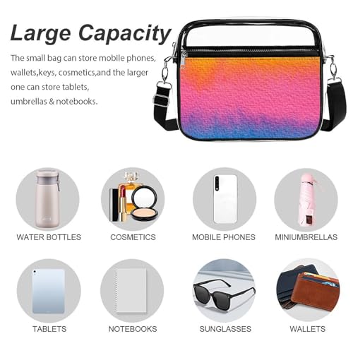 Rainbow The Same Fantastic Color Large Crossbody Bag Clear Stadium Bag Anti-Theft Side Shoulder Bags Messenger Bag with 2 Compartments3