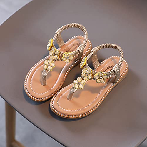 Kids Sandals Flip Baby Sandals Crystal Toddler Girls Infant Bling Kids Floral Flop Shoes Girl's Shoes (Gold, 12.5 Little Kid)4