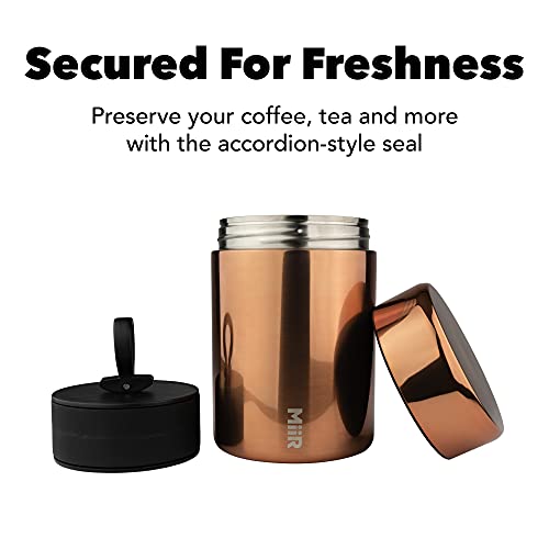 Miir, Airtight Coffee Canister, Portable Storage For Coffee, Tea, And More, Stainless Steel Construction, Copper Finish #TOP2