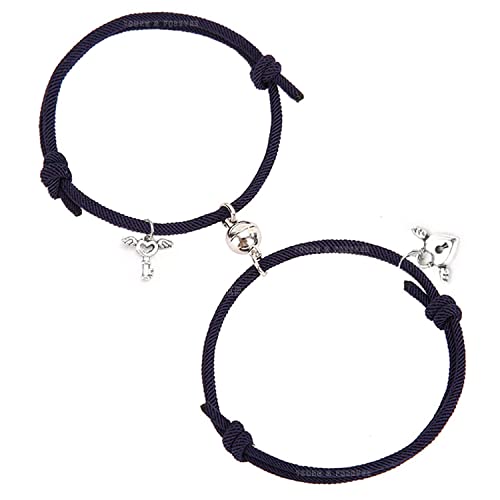 Image of Young & Forever Gift Fashion Long Distance Touch Gold Silver Rose Gold Couples Friendship Best Friend hand Couple matching Mens Magnetic Magnet bracelets for Women /Girls Silver bracelet for Men /Boys