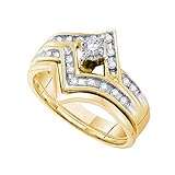 Dazzlingrock Collection - Juego de anillos de boda de diamantes redondos de 0,25 quilates (1/4 quilates), oro amarillo de 14 quilates, talla 4,5